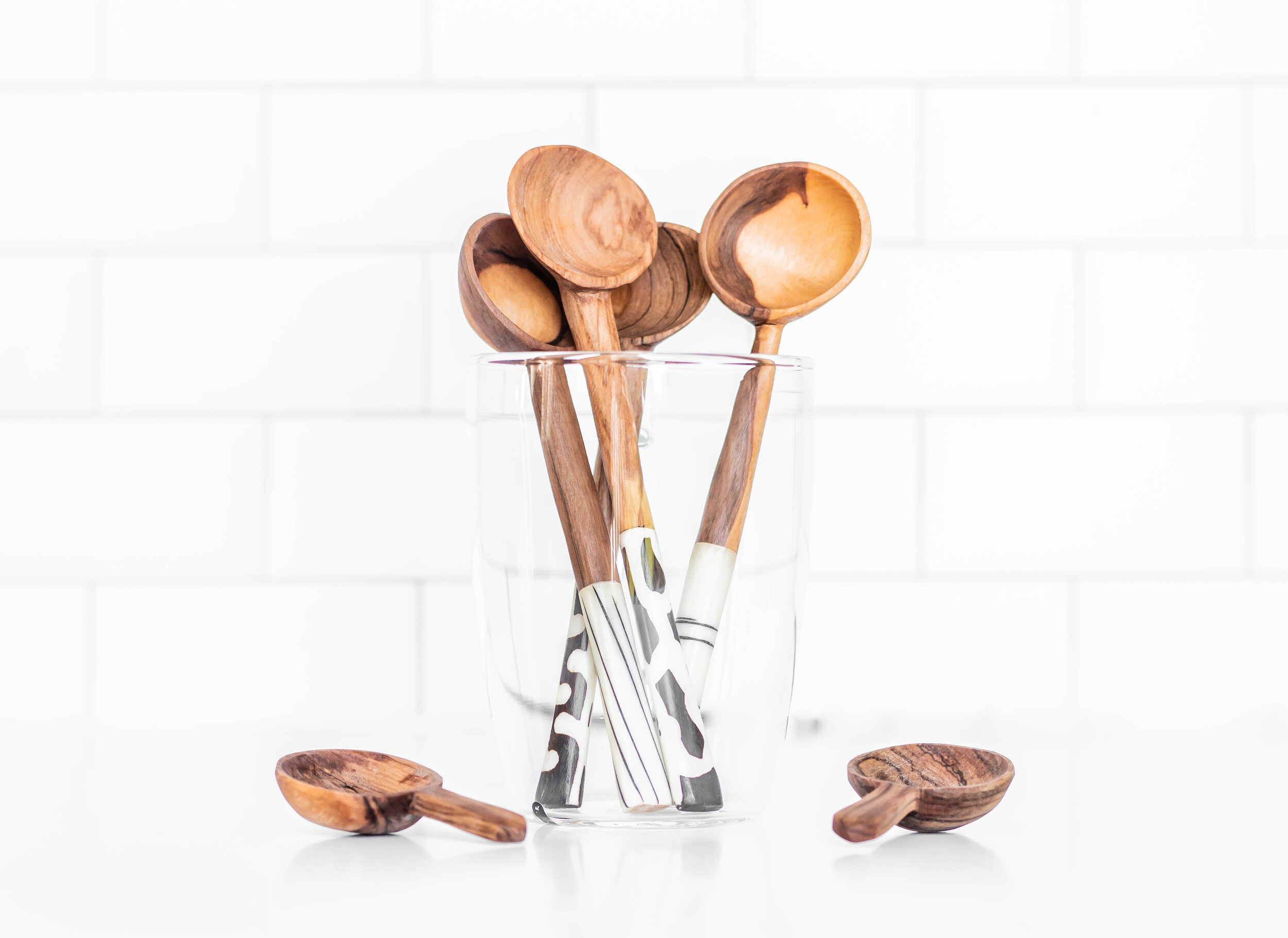 Handmade Olive Wood Teaspoon with Batik Handle